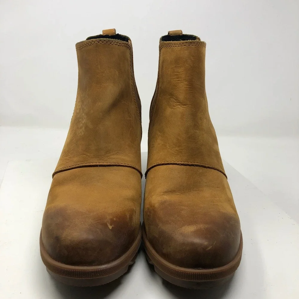Sorel Joan of Arctic Wedge II Chelsea Boots Womens 9 Camel Brown Urban Outdoor